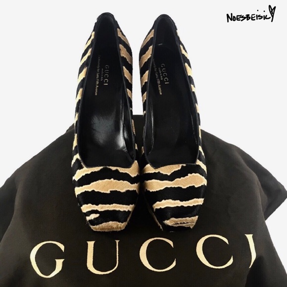 🚫SOLD•E🅱️🅰️Y🚫 GUCCI Tiger Platform Heels TPI - Picture 2 of 7